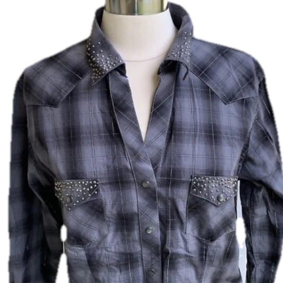 Panhandle Roughstock Western Button Snap Front Shirt Women’s XL Plaid Rockabilly - Picture 2 of 12